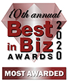 Best in Biz Awards 2020 most awarded winner logo