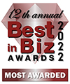 Best in Biz Awards 2022 Most Awarded winner logo prestigious business awards