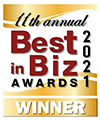 Best in Biz Awards 2021 gold winner logo prestigious business awards