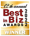 Best in Biz Awards 2022 gold winner logo prestigious business awards